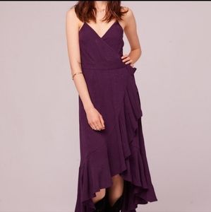 BAND OF GYPSIES RODEO DR BROCADE RUFFLE WRAP MIDI DRESS